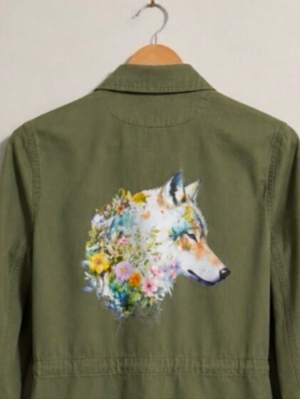 Artistically Re-Imagined | Medium | Floral Wolf | Olive | Cinch Waist Utility